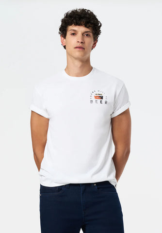 Tobin Men's Graphic T-Shirt with Truck and Beer Print, Optic White