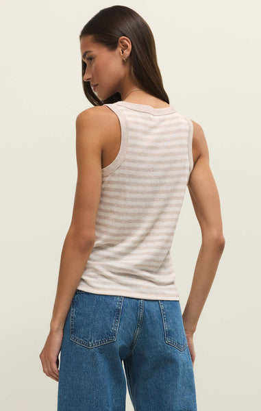 SELECT STRIPED TANK- Natural Heather