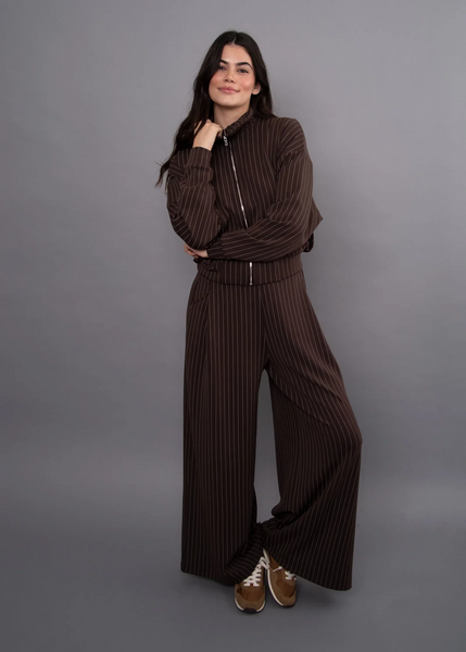 Phoebe Stripe Soft Knit Pant - Brown