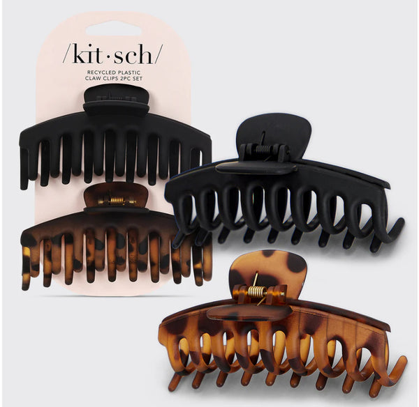 Black & Tort Claw Clip 2pc Set - Oversized