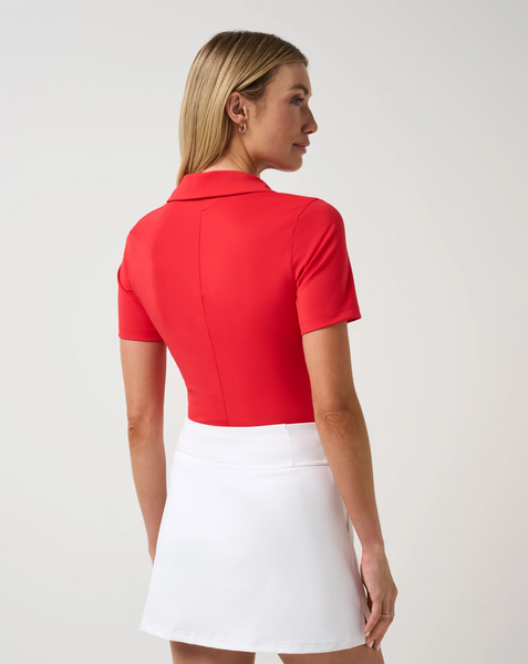 Moveknit SS Vneck Polo - Tomato