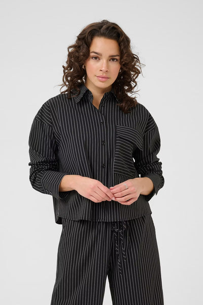 Eliana Shirt - Black/Chalk Pinstripe