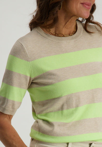 LIZZA STRIPED KNIT - Feather Grey Melange