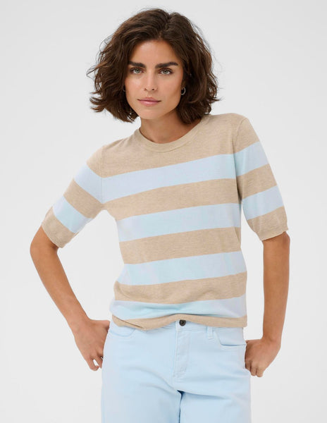 LIZZA STRIPED KNIT - Feather Melange Light Blue