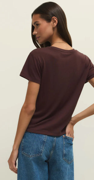 TOURIST KNIT JERSEY TEE- chocolate cherry