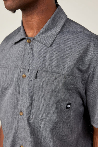 CANOPY PERFORATED BUTTON UP- Heather charcoal