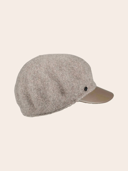 LOEVENICH WOOL PEAKED CAP WITH IMITATION LEATHER VISOR
