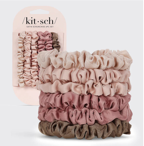 Ultra Petite Satin Scrunchies 6 pc - Terracotta
