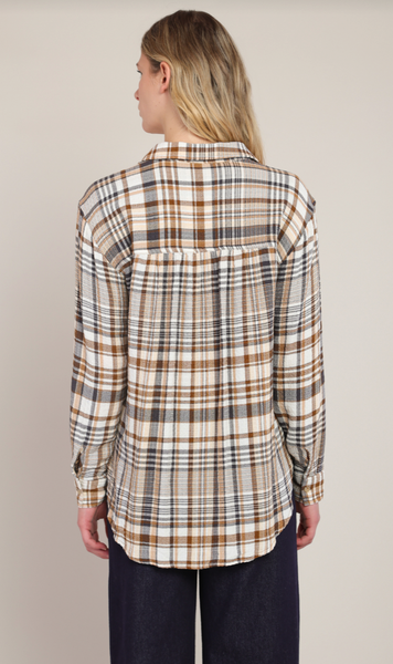 Jennifer Plaid Shirt - Brown and Navy
