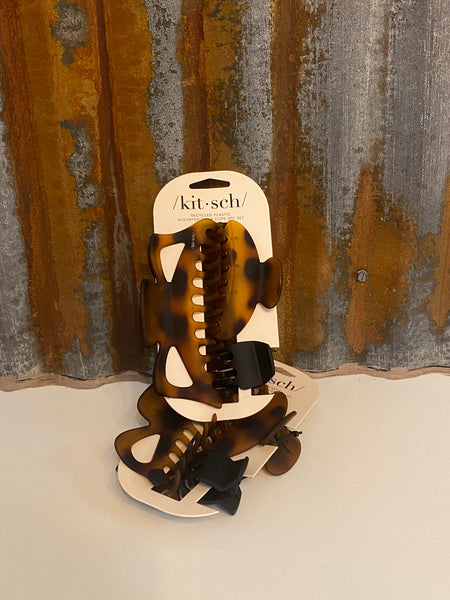 Assorted Claw Clips 3pc - Jumbo Tort