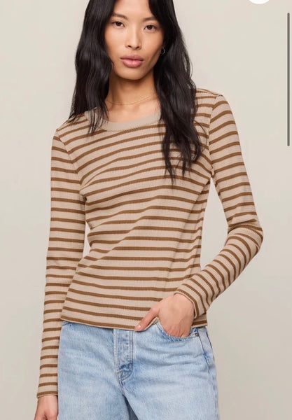 Arlet Striped Thermal Top - Saddle Suede
