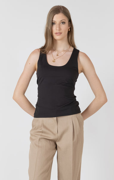 Scoop Neck Tank- Black