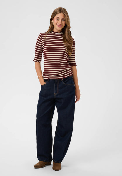 Ribba Stripe Turtle Top - Cabarnet/Oatmeal