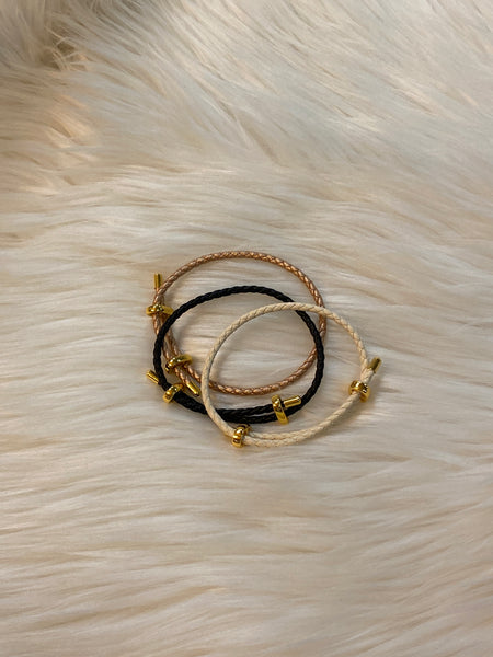 Trio of Leather Bracelet with Metal Accents