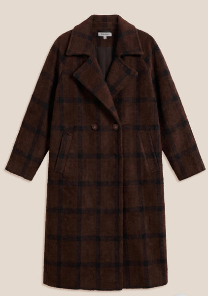 Crosby Plaid Cocoon Coat - Dark Chocolate