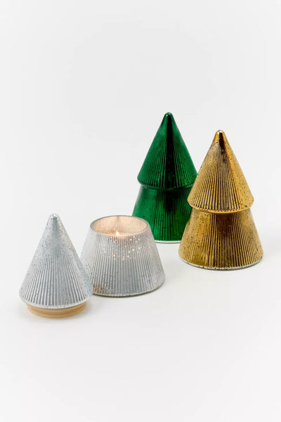 Cypress & Fir 7oz Gold Stacked Tree Candle