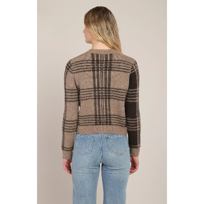 Brenda Plaid Cardigan - Taupe/Brown