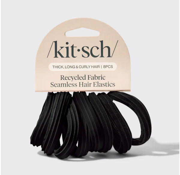 Black Seamless Hair Elastics 8pc Set