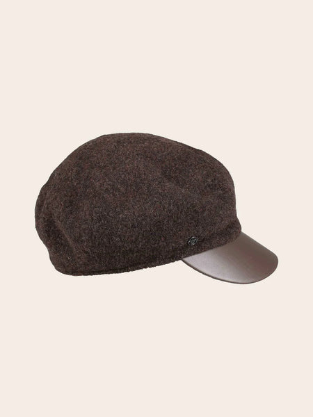 LOEVENICH WOOL PEAKED CAP WITH IMITATION LEATHER VISOR
