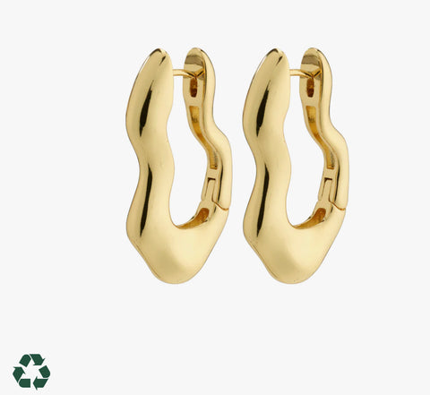 WAVE recycled wavy earrings - gold plated