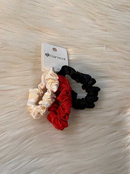 Set of 3 Satin Scrunchies - Red