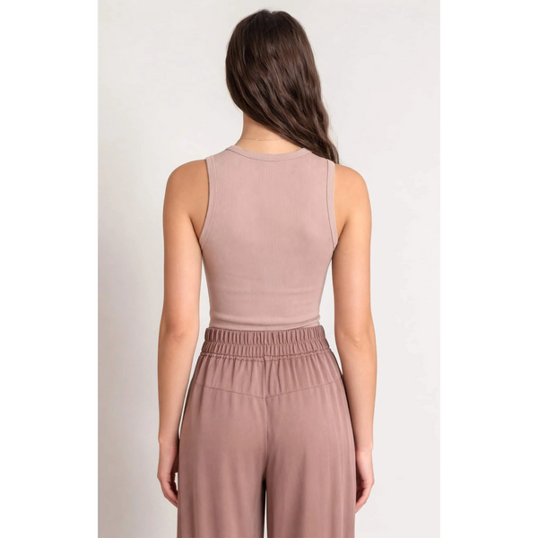 Suzie Ribbed Tank - Dusty Rose