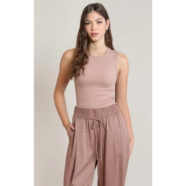 Suzie Ribbed Tank - Dusty Rose