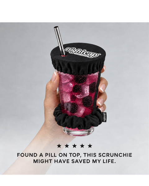 NightCap Scrunchie Drink Cover - Drink Spiking Prevention: Pink