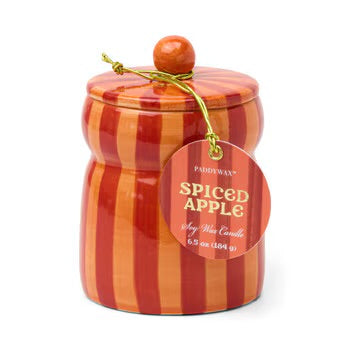 Cabana Spiced Apple Red/Coral Striped Ceramic Candle 6.5oz
