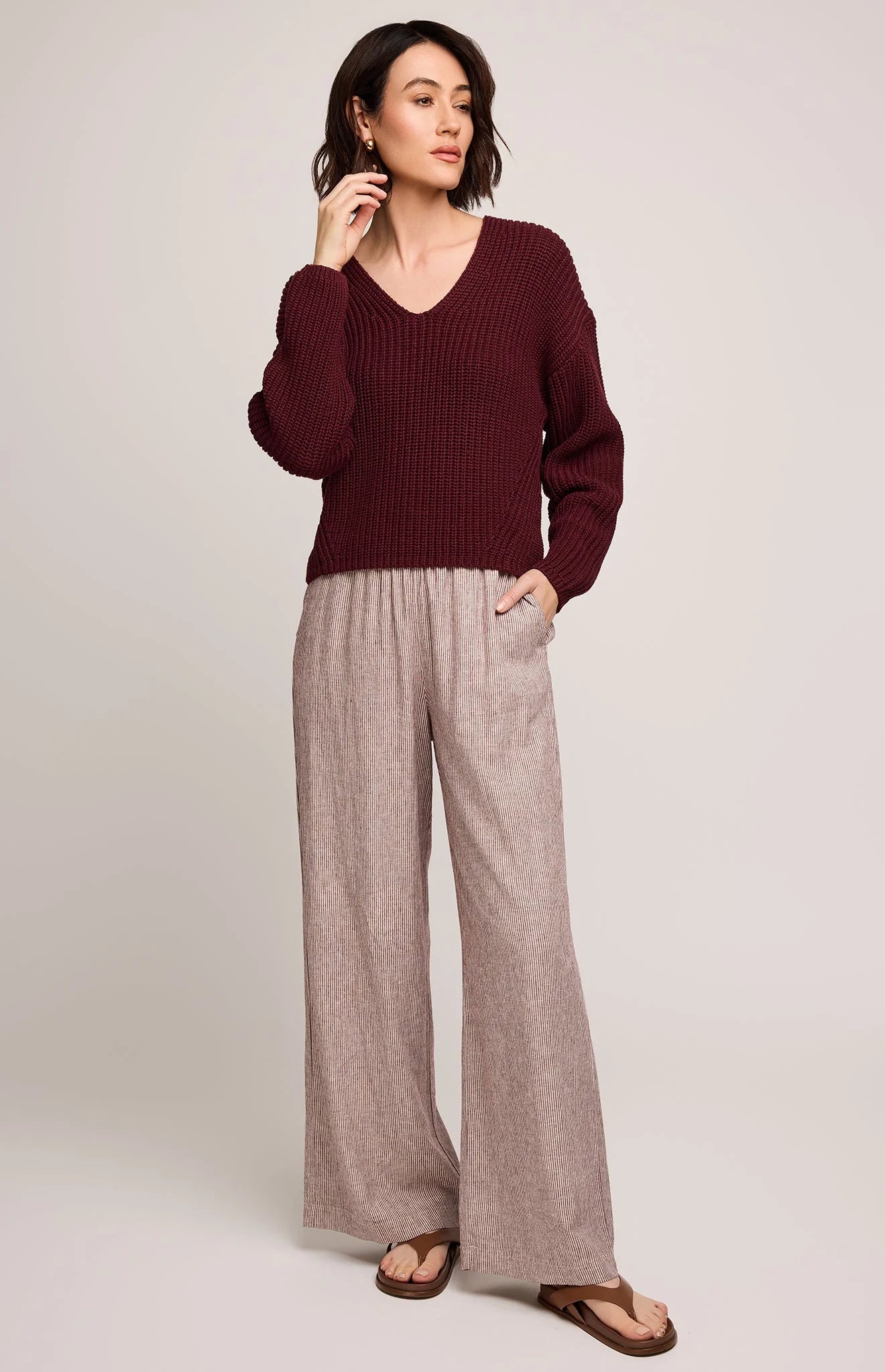 Ellie Pant- Merlot Stripe
