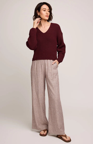 Ellie Pant- Merlot Stripe