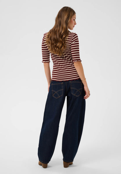 Ribba Stripe Turtle Top - Cabarnet/Oatmeal