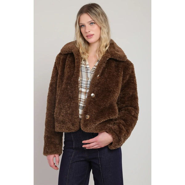 Bianca Faux Fur Coat - Minky Brown