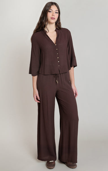 Teyana Wide Sleeve Blouse - Dark Chocolate