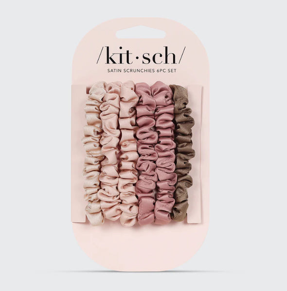 Ultra Petite Satin Scrunchies 6 pc - Terracotta