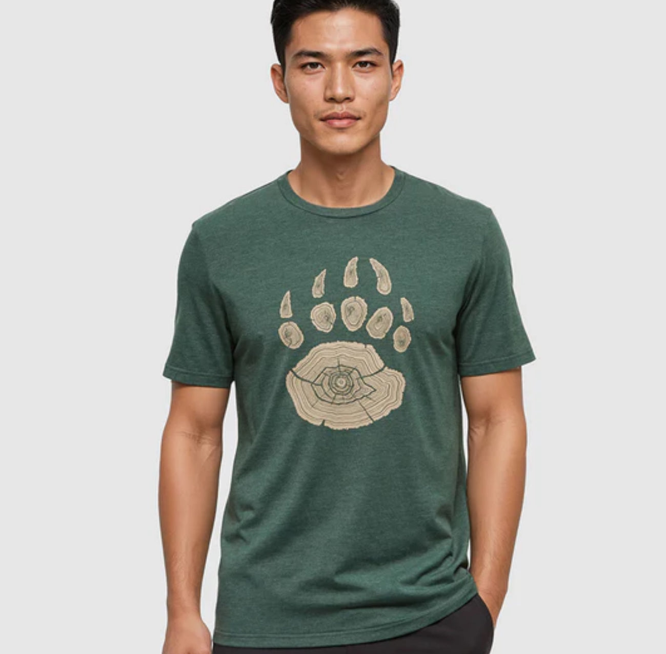 Bear Claw T-Shirt- forest pine heather/birchwood