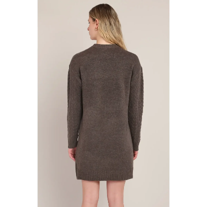 Haley Cable Knit Dress - Chestnut Heather