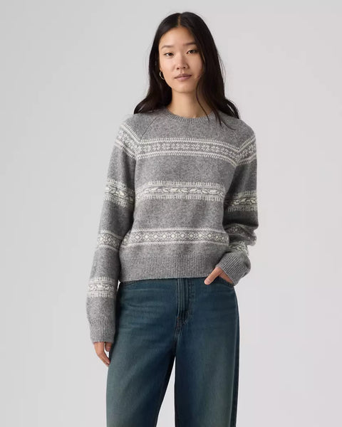 Jolie Fairisle Crewneck - Heather Grey