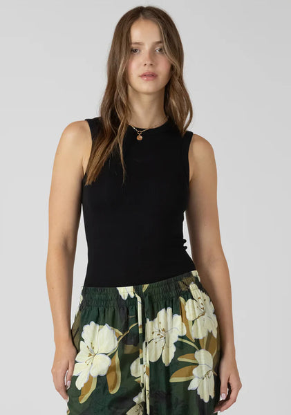 Suzie Ribbed Tank - Black