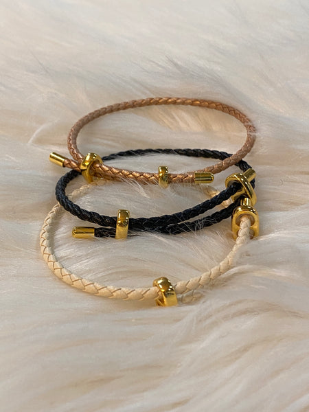 Trio of Leather Bracelet with Metal Accents