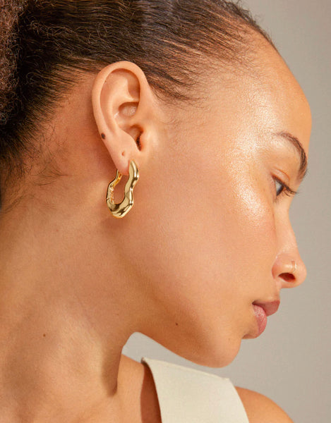 WAVE recycled wavy earrings - gold plated