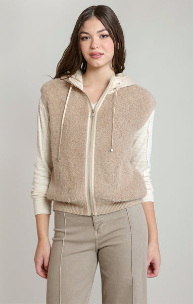 HAILEY HOODED BOUCLE VEST