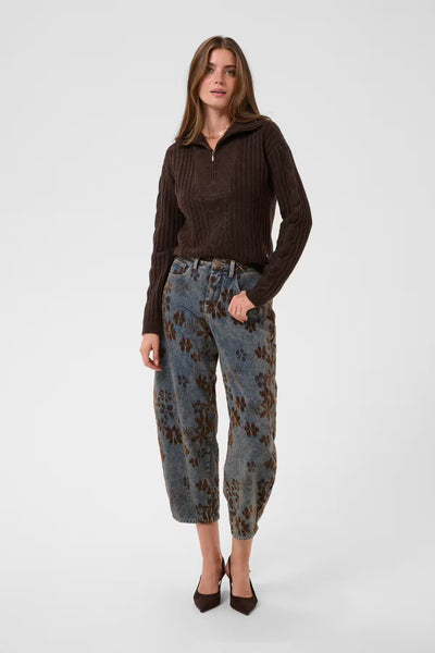 Ramona Barrel Jeans - Brown Denim Floral