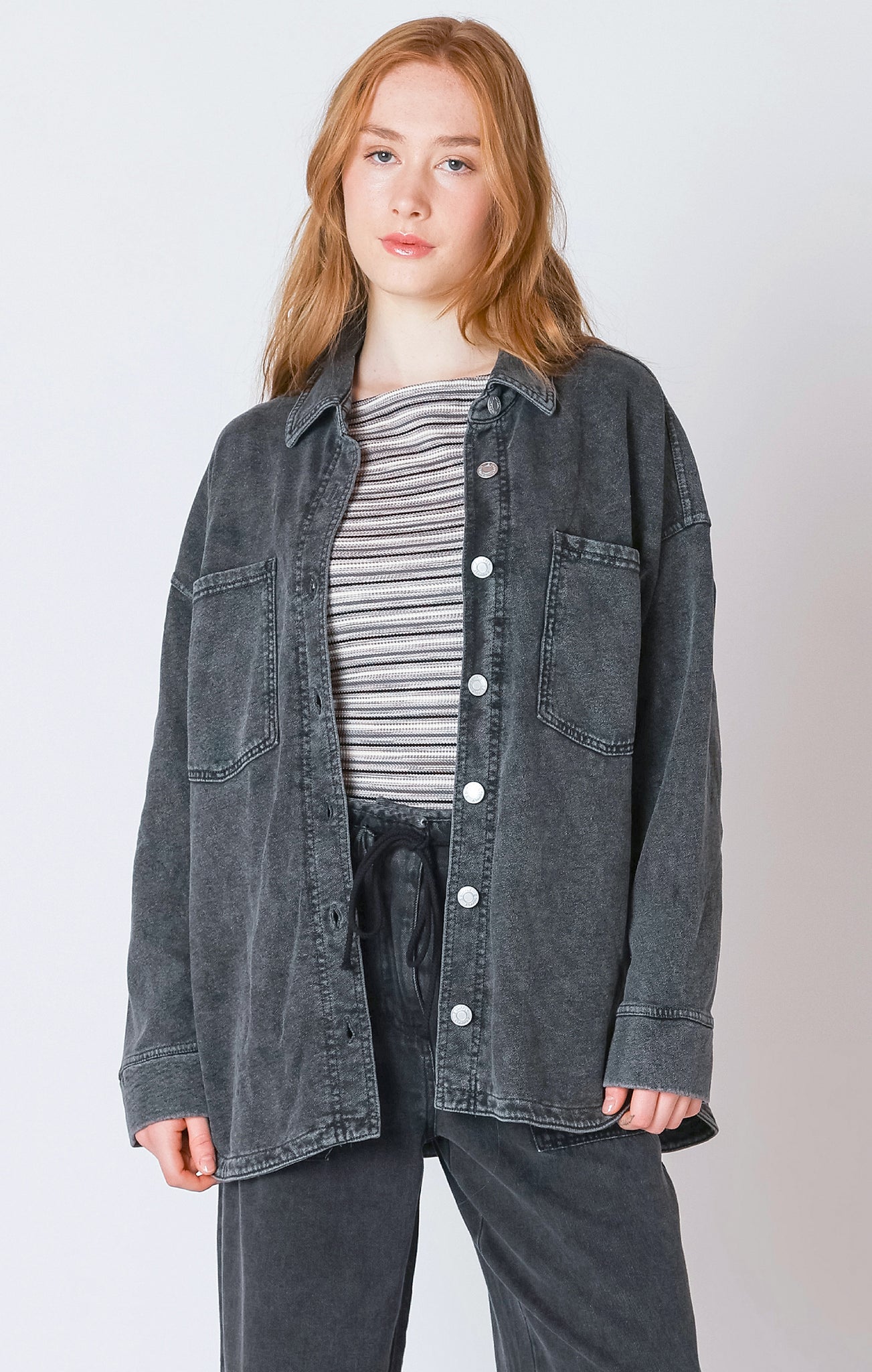 Kenzie KNIT DENIM JACKET- Washed Black