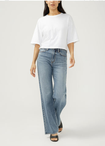 Highly Desirable High Rise Trouser Leg Jeans