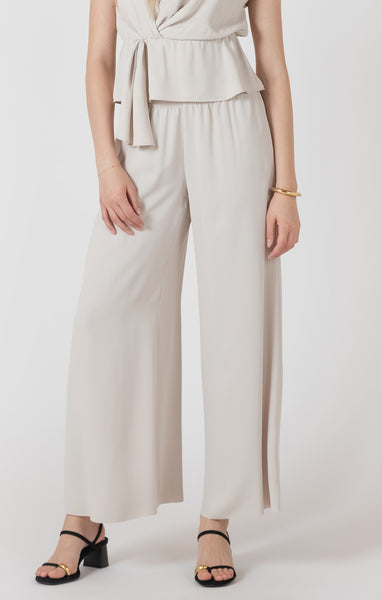Freya Flowy Wide Leg Pant - Matte Pearl