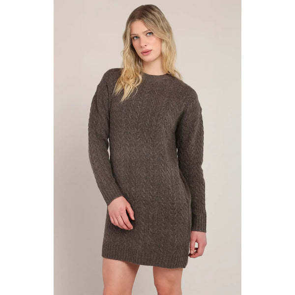 Haley Cable Knit Dress - Chestnut Heather