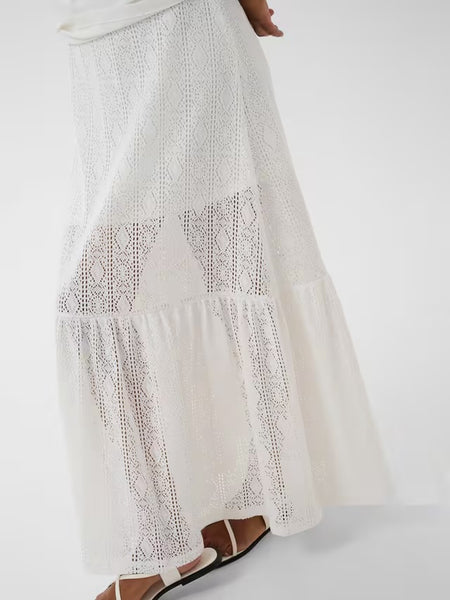 Donna Crochet Maxi Skirt - Chalk