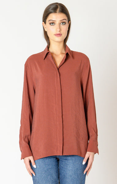TERRA- BUTTON BACK FLOWY BLOUSE