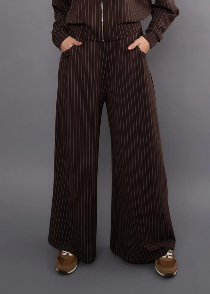 Phoebe Stripe Soft Knit Pant - Brown